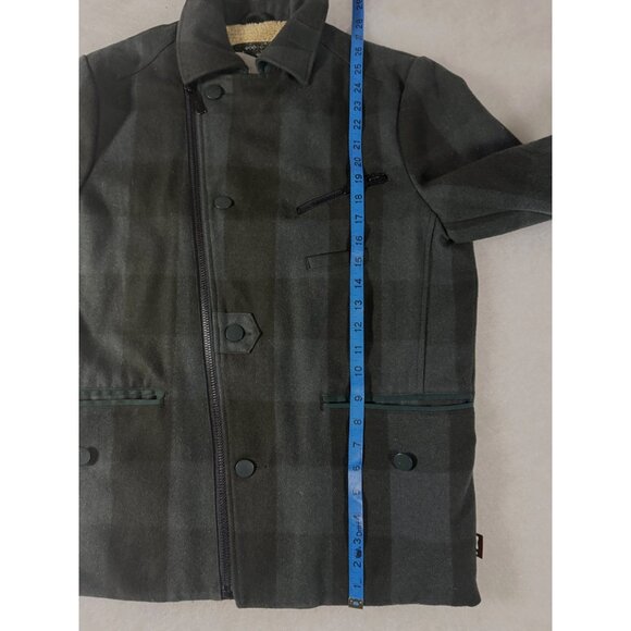 Skunkfunk Women's S Plaid Wool Jacket Sherpa Lined Green Black Academia Classic - Picture 10 of 13